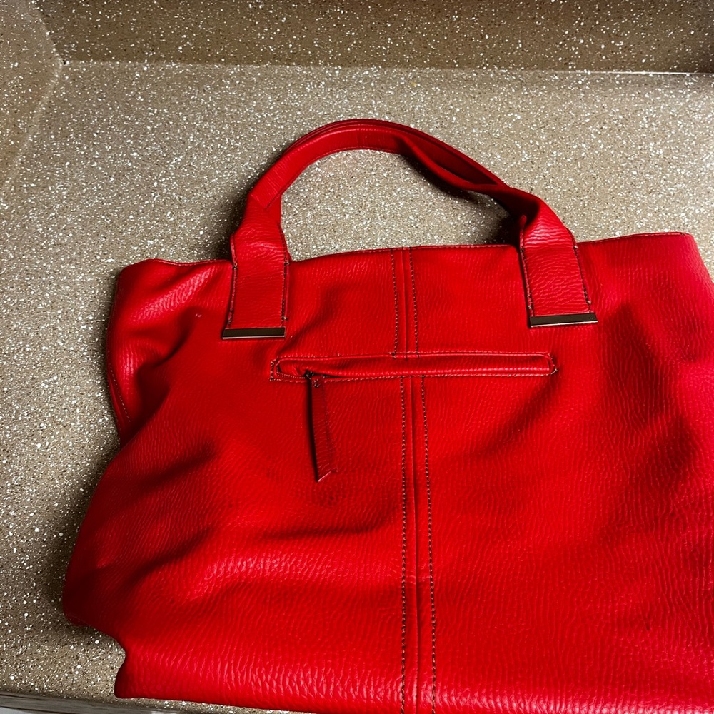 Elegant Red Leather Tote Bag